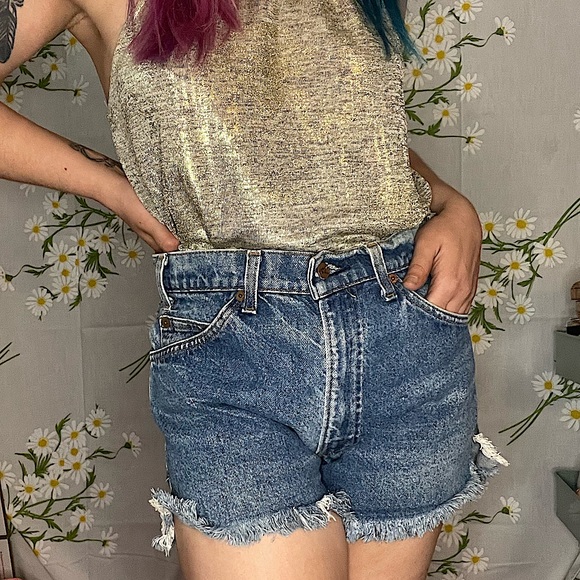 Levi's Pants - Vintage 90s 501 Levi’s orange tab cut off denim high waisted mom shorts